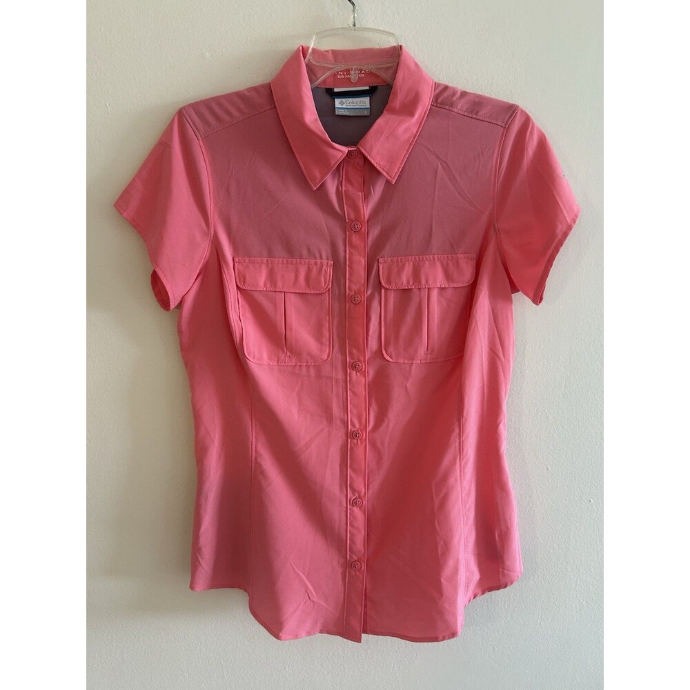 COLUMBIA OMNI-SHADE Hiking Sun Protection Outdoor SHIRT WOMEN Size S Pink